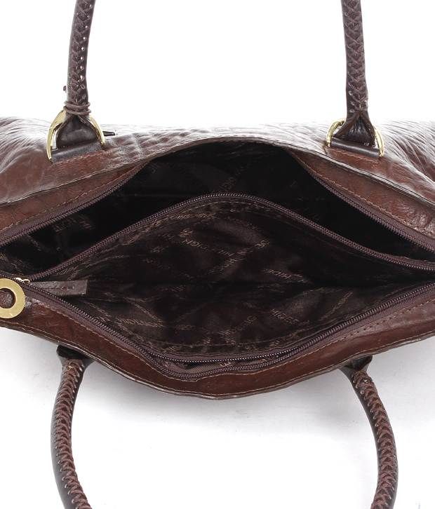 hidesign brown textured shoulder bag