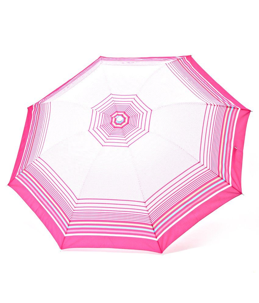     			Bizarro.in Dotted Pink 3 Folds Polyester Umbrella For Women