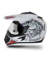 Vega Helmet - Off Road Gangster (White Base With Red Graphics)