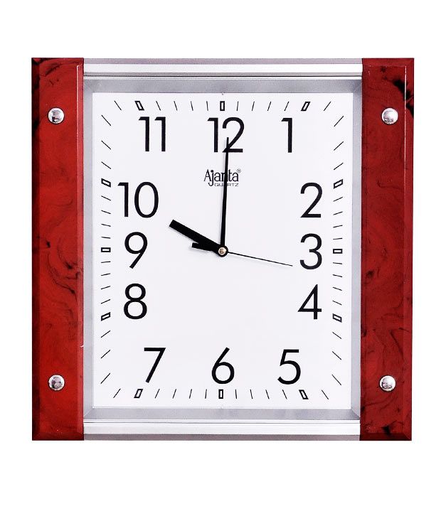 Ajanta Brown & Silver Wooden Wall Clock Buy Ajanta Brown & Silver