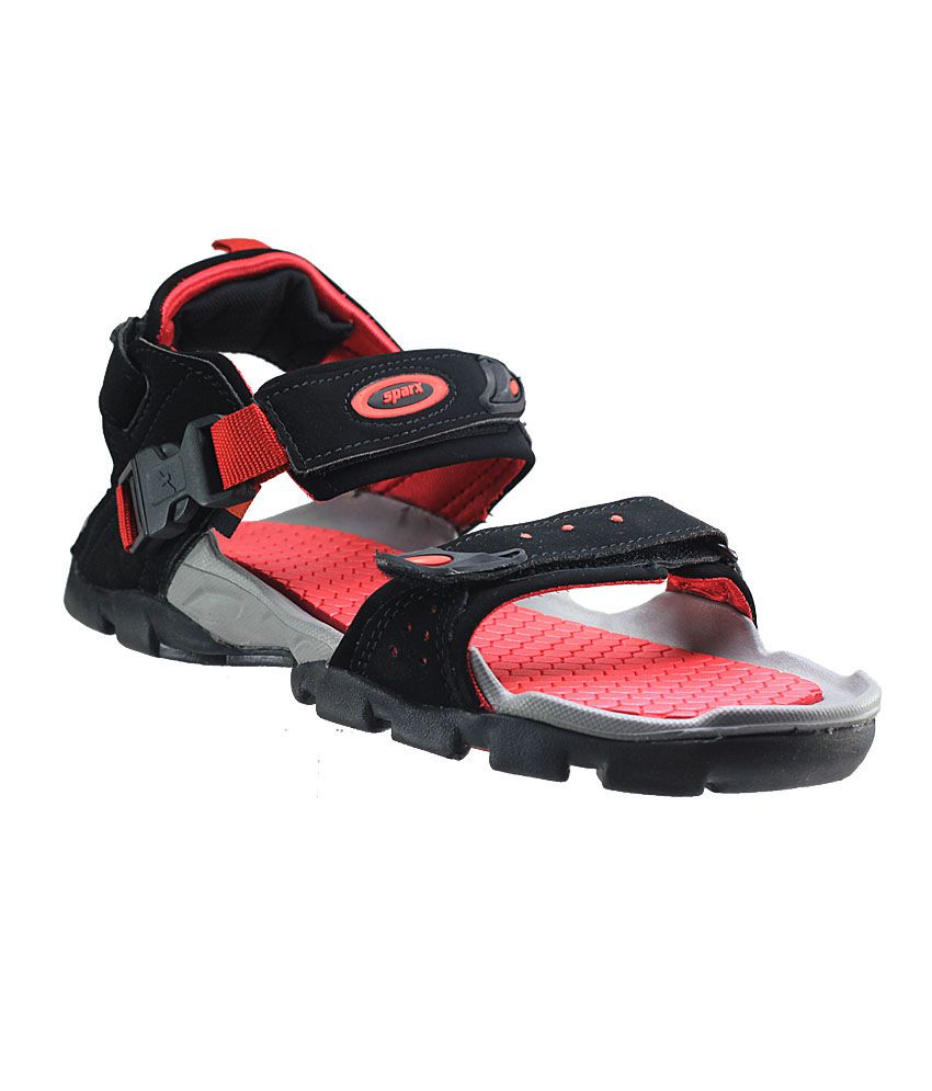 Sparx Black \u0026 Red Floater Sandals Art 