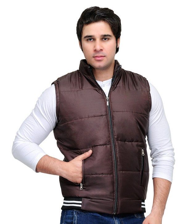 TSX Brown Sleeveless Jacket - Buy TSX Brown Sleeveless Jacket Online at ...