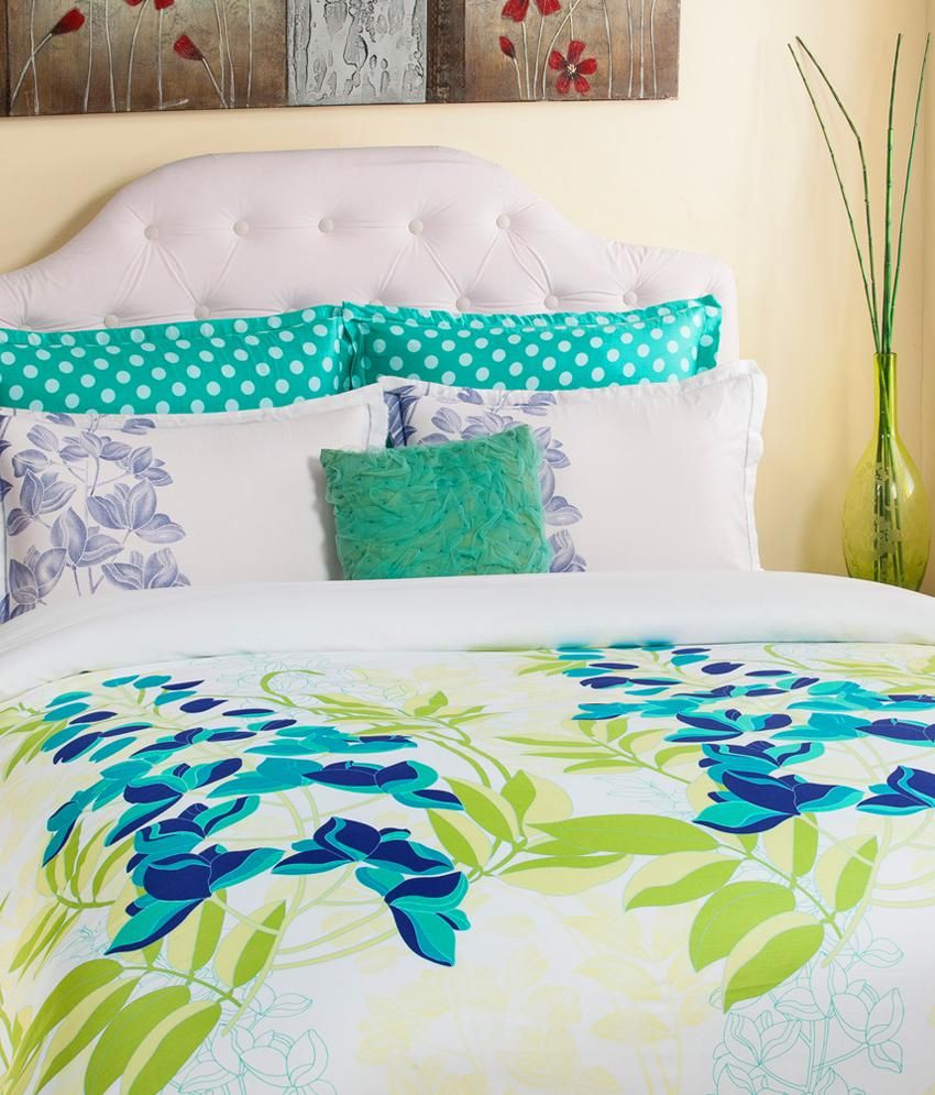 Portico New York Evita Blue 1 Double Bedsheet & 4 Pillow Covers 300