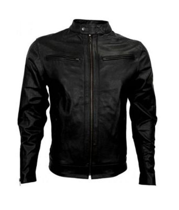 V4M Black Leather Biker Jacket - Buy V4M Black Leather Biker Jacket ...