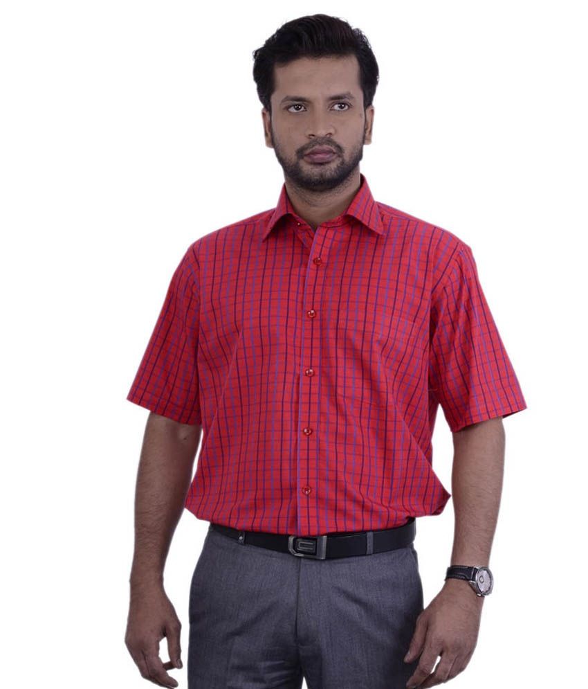 Zeal Exclusive Red Check Half Sleeves 