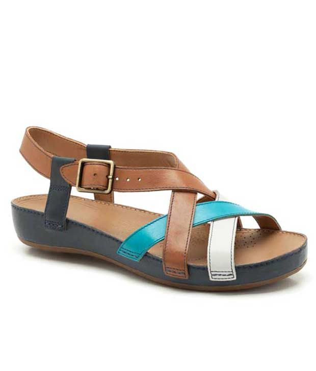 Clarks Multicolor Leather Flat Sandals 