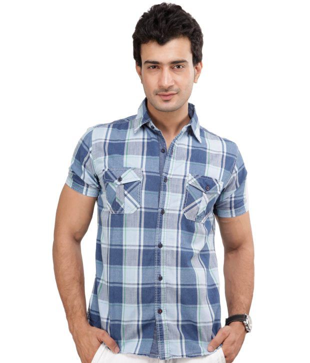 Pepe Jeans Blue Half Sleeves Cotton Men - Casual Shirts - Buy Pepe ...