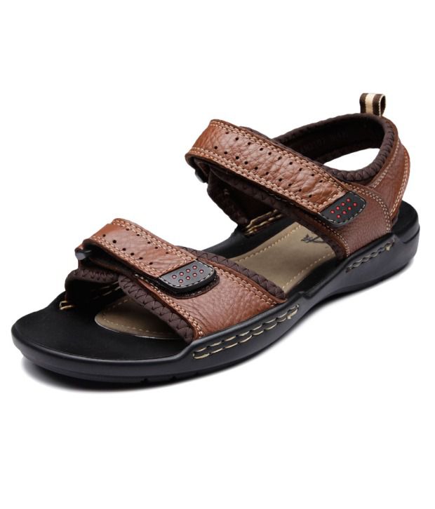 Pavers England Brown Men Pure Leather - Casual Sandals Price in India ...