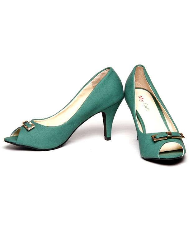 My Foot Stylish Green Slipon Heels Price in India Buy My Foot Stylish