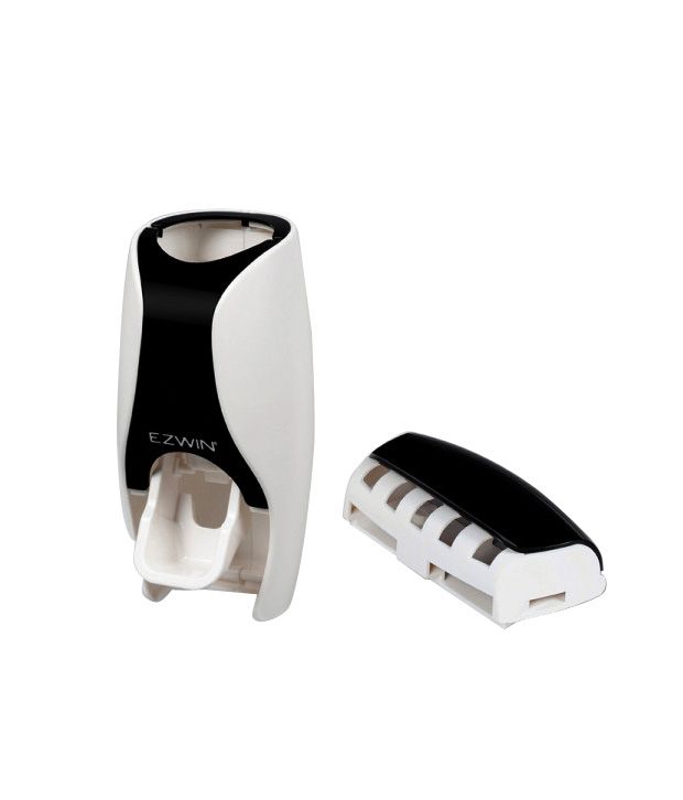     			Everything Imported Black Toothbrush Holder with Toothpaste Dispenser