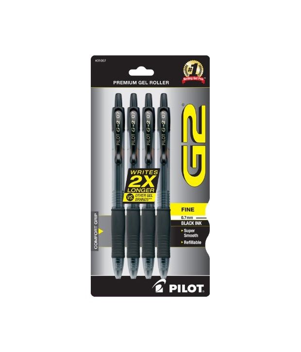 Black Ink 4-Pack Fine Point 31057 G2 Premium Refillable & Retractable Rolling Ball Gel Pens - New 
