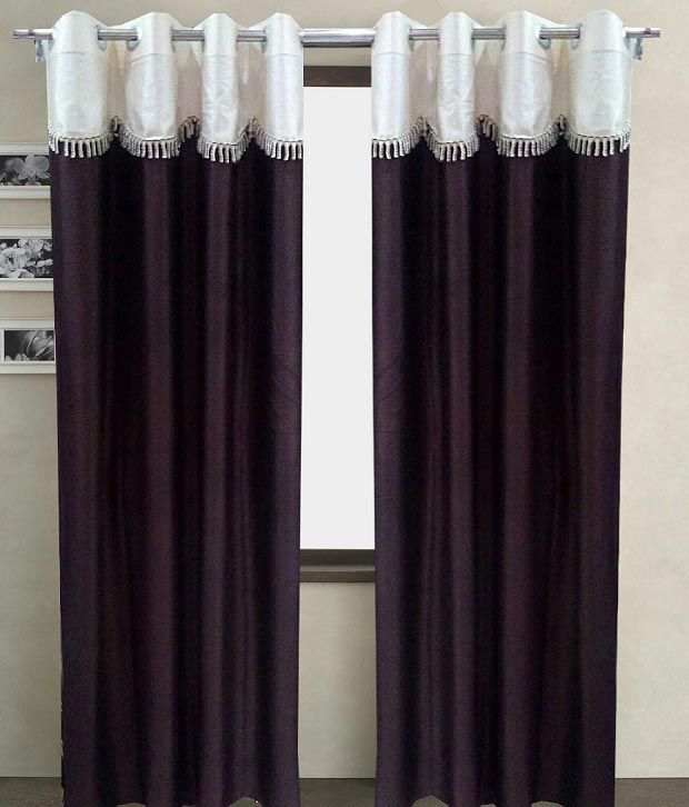     			Homefab India Plain Semi-Transparent Eyelet Window Curtain 5ft (Pack of 2) - Brown