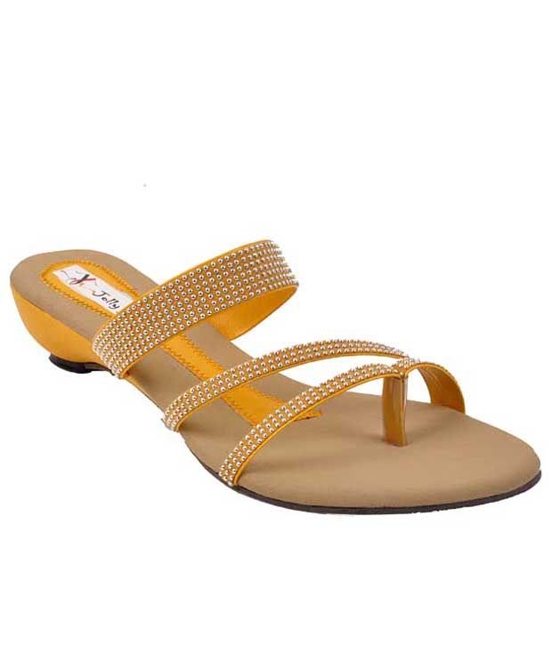 yellow slip on heels