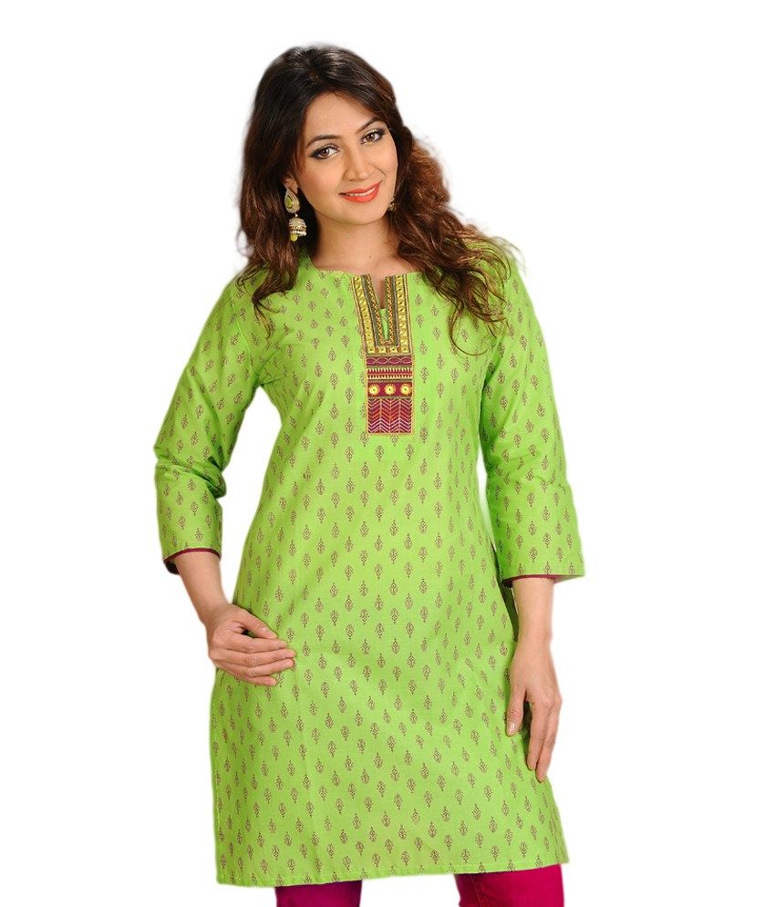 parrot green color kurti