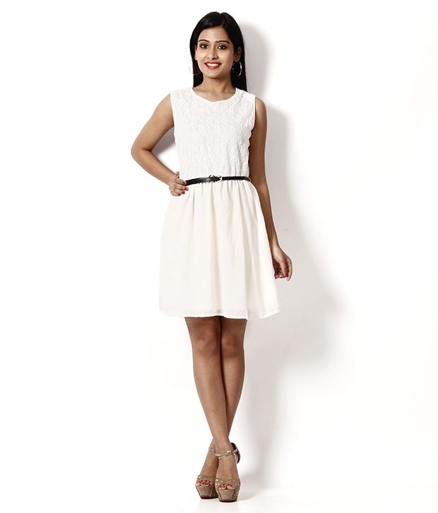 Valentina White Georgette Dress - Buy Valentina White Georgette Dress Online at Best Prices in 