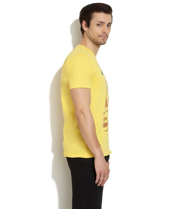 Urban Yoga Yellow Cotton T-Shirt - Buy Urban Yoga Yellow Cotton T-Shirt ...