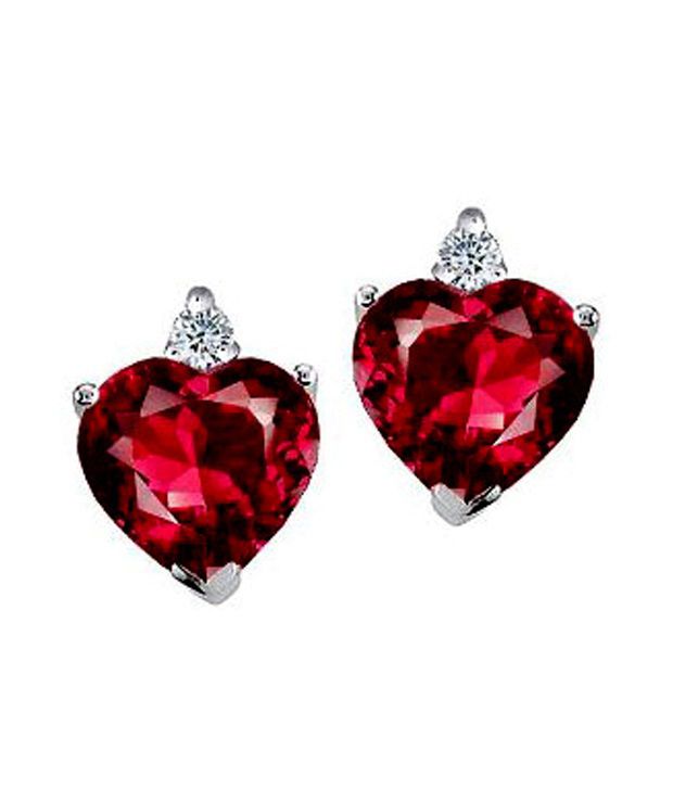 Facetz Red Heart Diamond & Ruby Earrings: Buy Facetz Red Heart Diamond ...