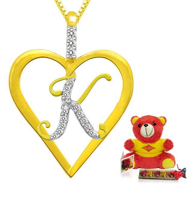 Sparkles Letter K Heart Shape Pendant Buy Sparkles Letter K Heart Shape Pendant Online In India On Snapdeal