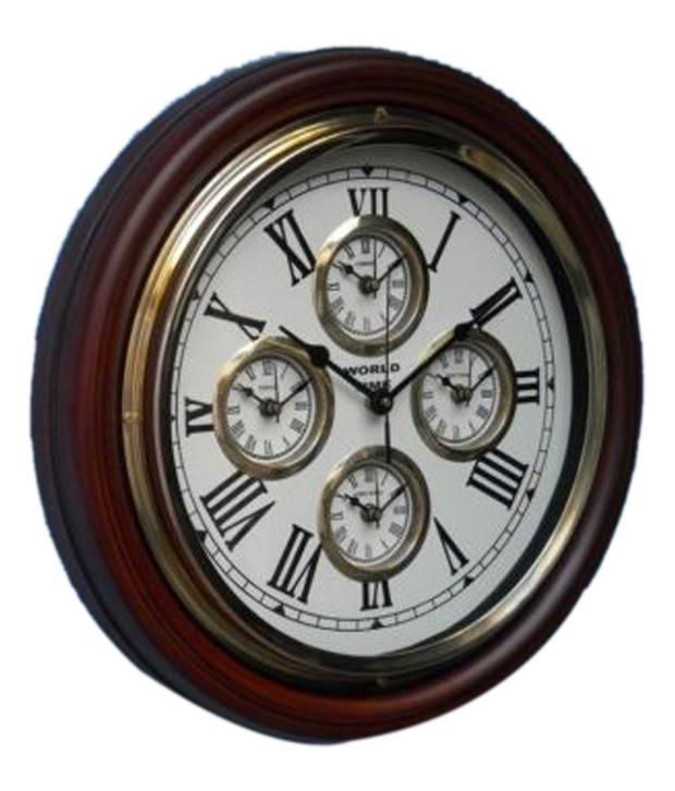 Somya Leger Brown World Time Wall Clock Buy Somya Leger Brown World