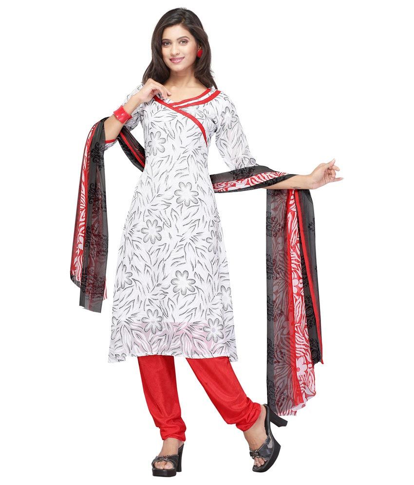 red and white dress material