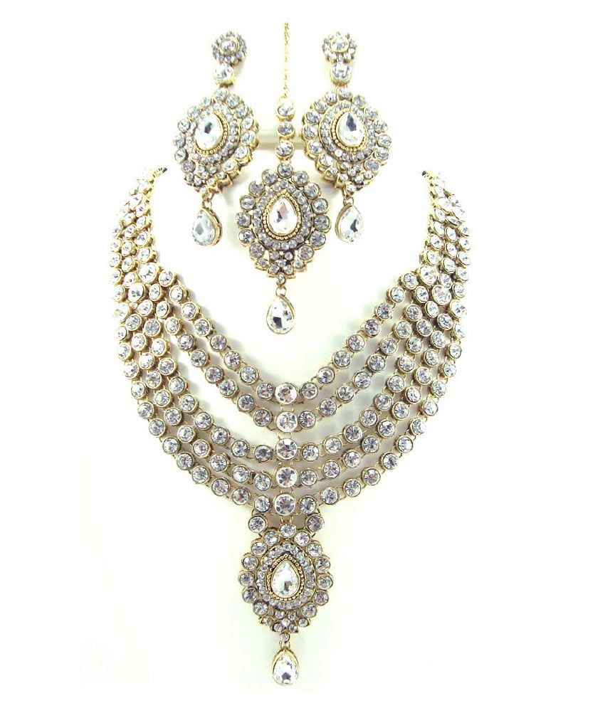 9Blings 5 Line Kundan Necklace Set: Buy 9Blings 5 Line Kundan Necklace ...