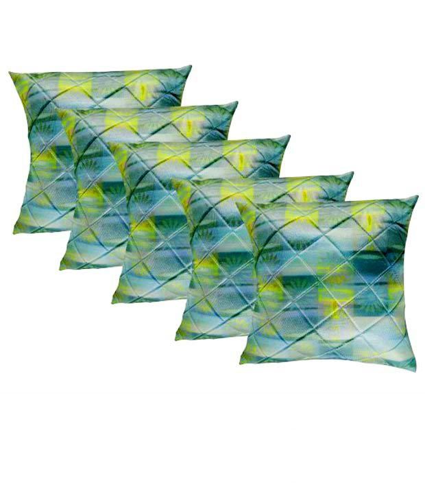 Royal Dark Green Quilted Check Cushion Cover 1 Piece (16x16 inches