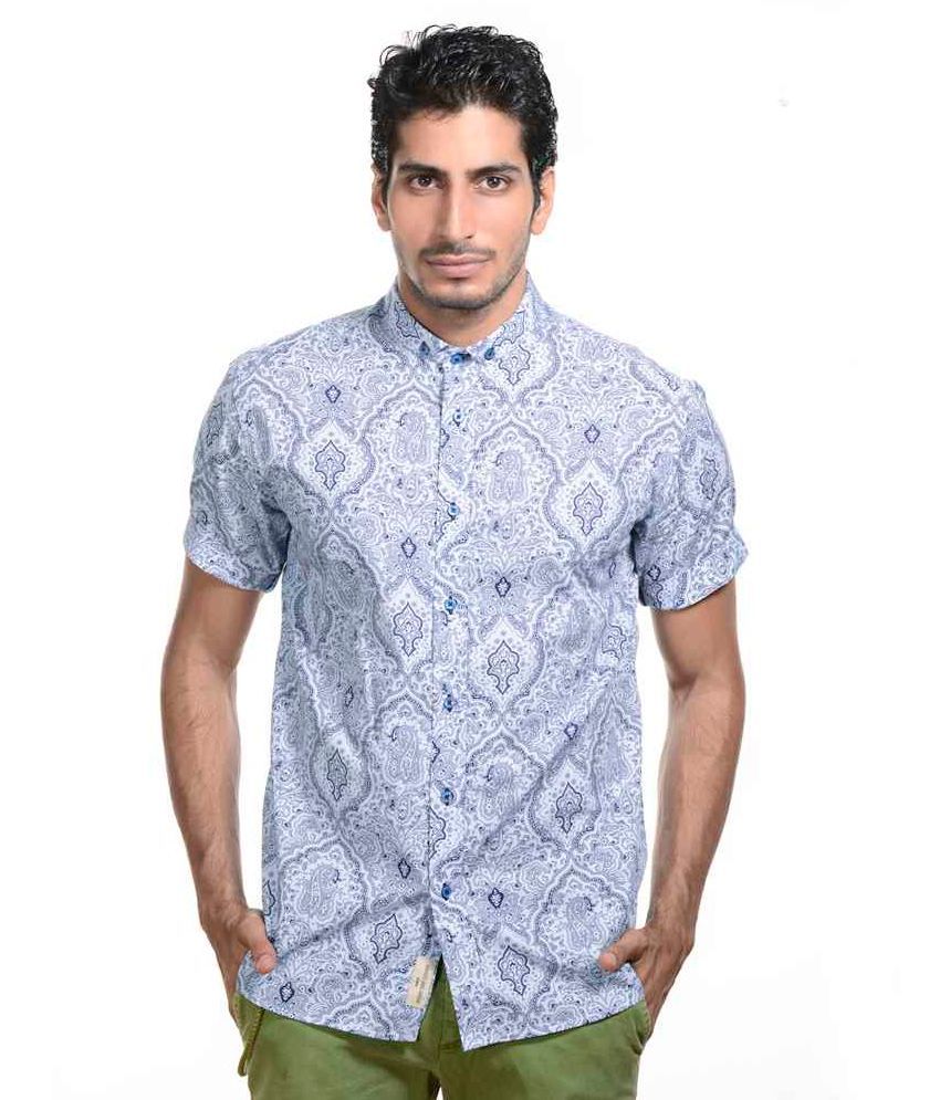 Bombay Shirt Company Blue Full Partywear Prints Shirt - Buy Bombay ...