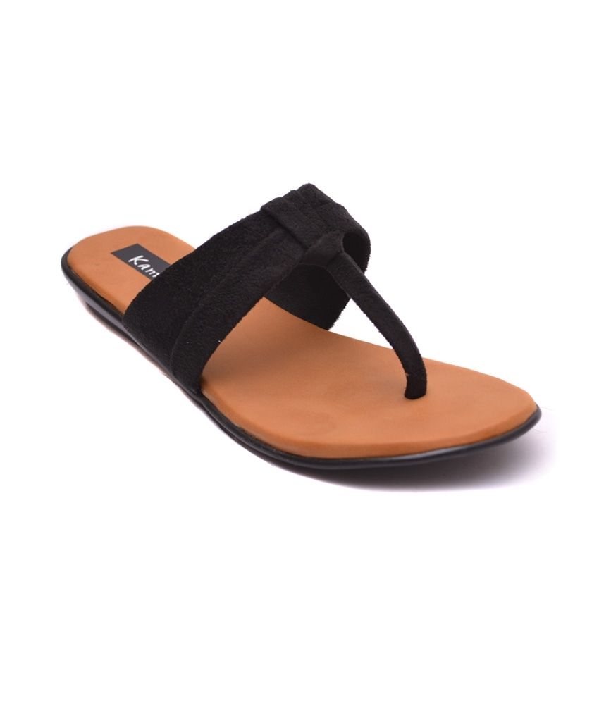 black flat chappals