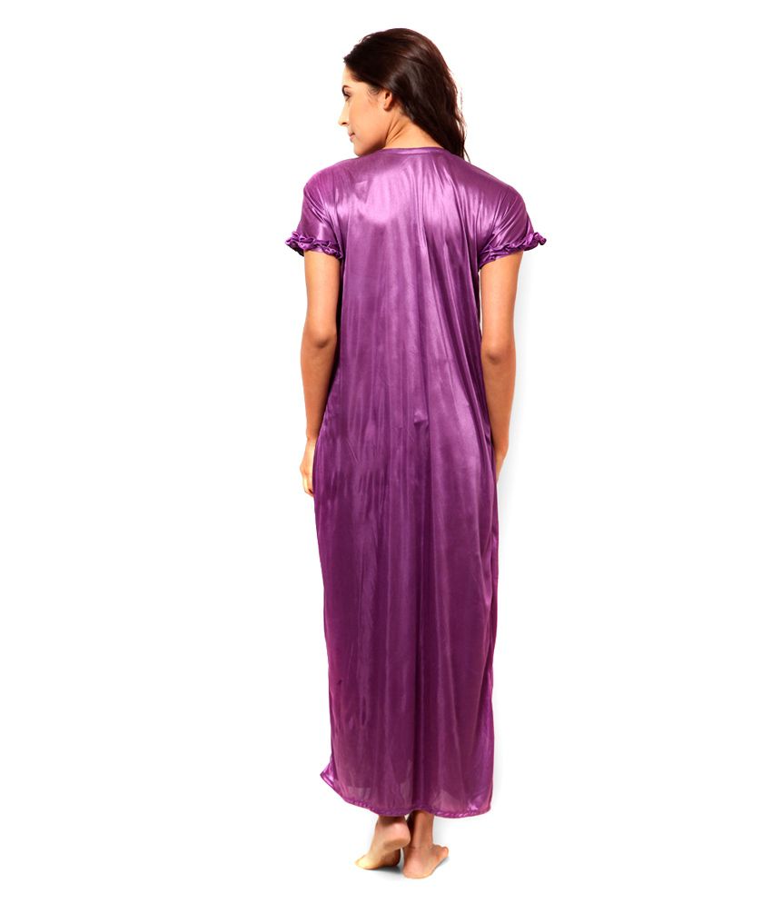 Buy Dream Night Purple Satin Nighty Online at Best Prices in India ...