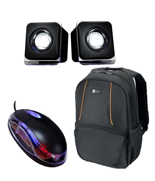 Black Laptop Backpack with Optical Mouse & Speaker combo Manufactured For Dell  Laptops - Buy Black Laptop Backpack with Optical Mouse & Speaker combo  Manufactured For Dell Laptops Online at Low Price -