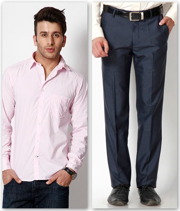 15% OFF on Silver Streak Smart Combo Of Pink Shirt & Blue Trouser on ...