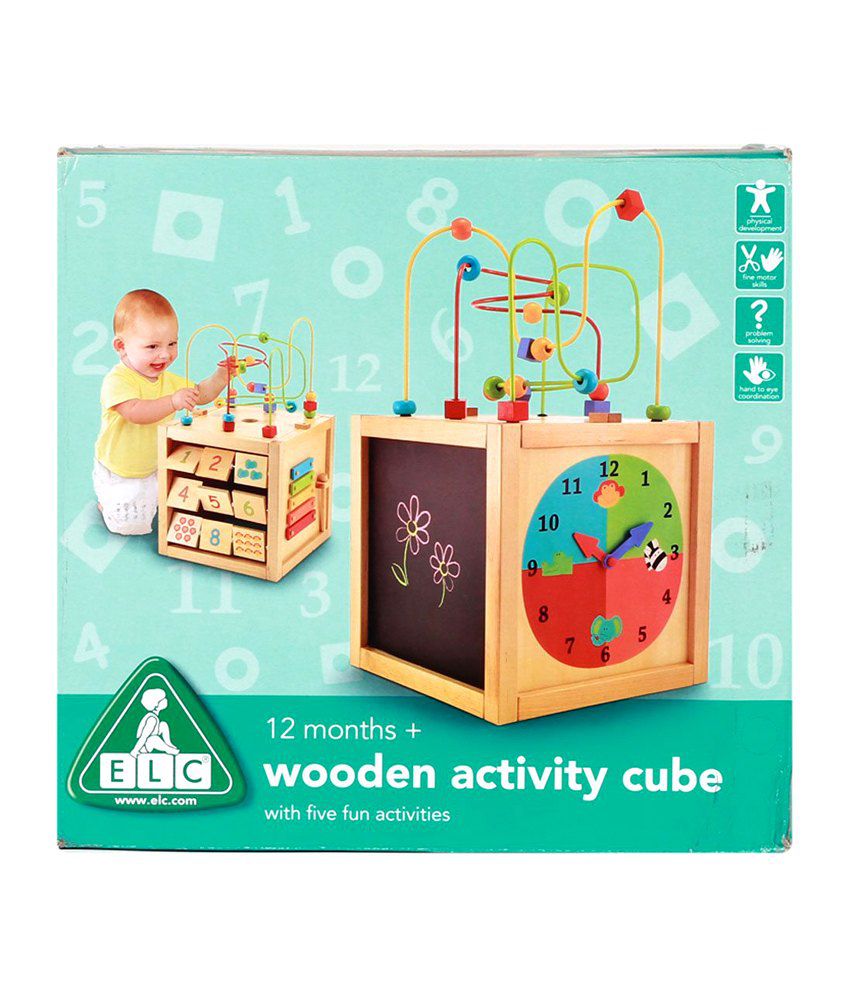 elc wooden activity cube