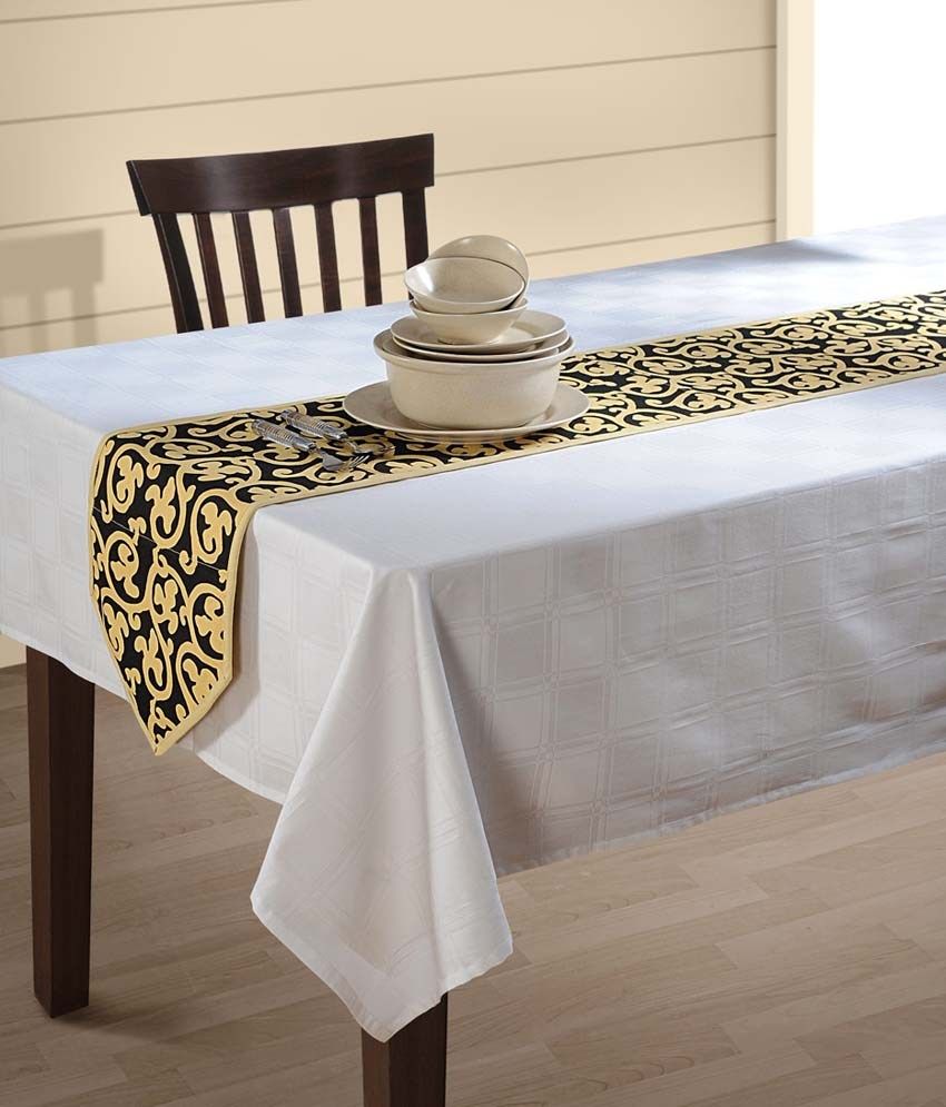 Swayam Cream Black Printed Table Runner Small Buy Swayam Cream Black Printed Table Runner