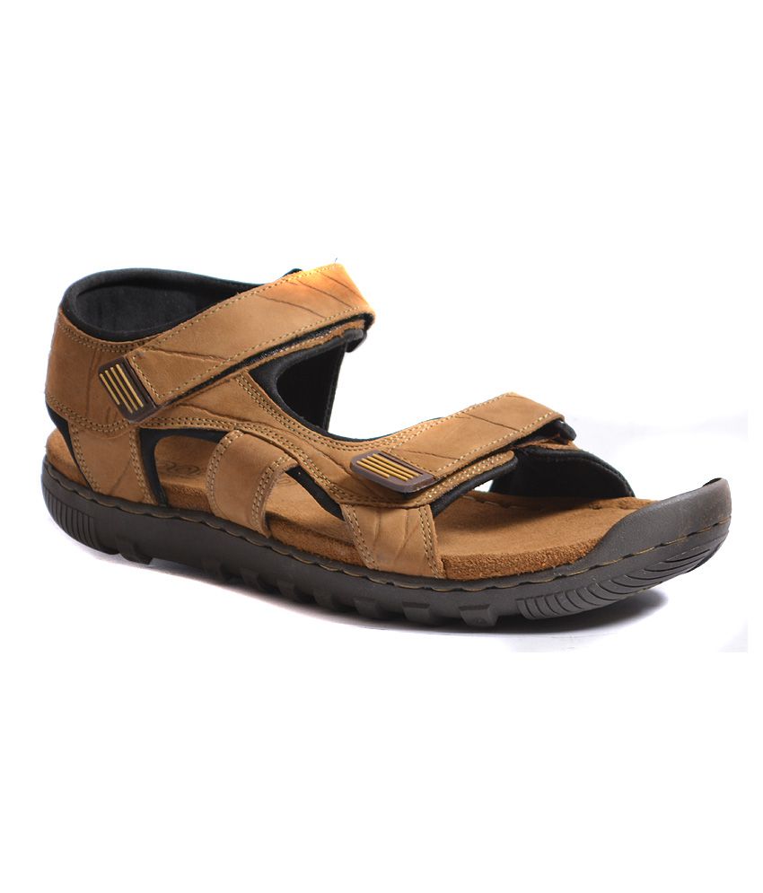 Buy Woodland Camel Brown Leather Sandals for Men | Snapdeal.com