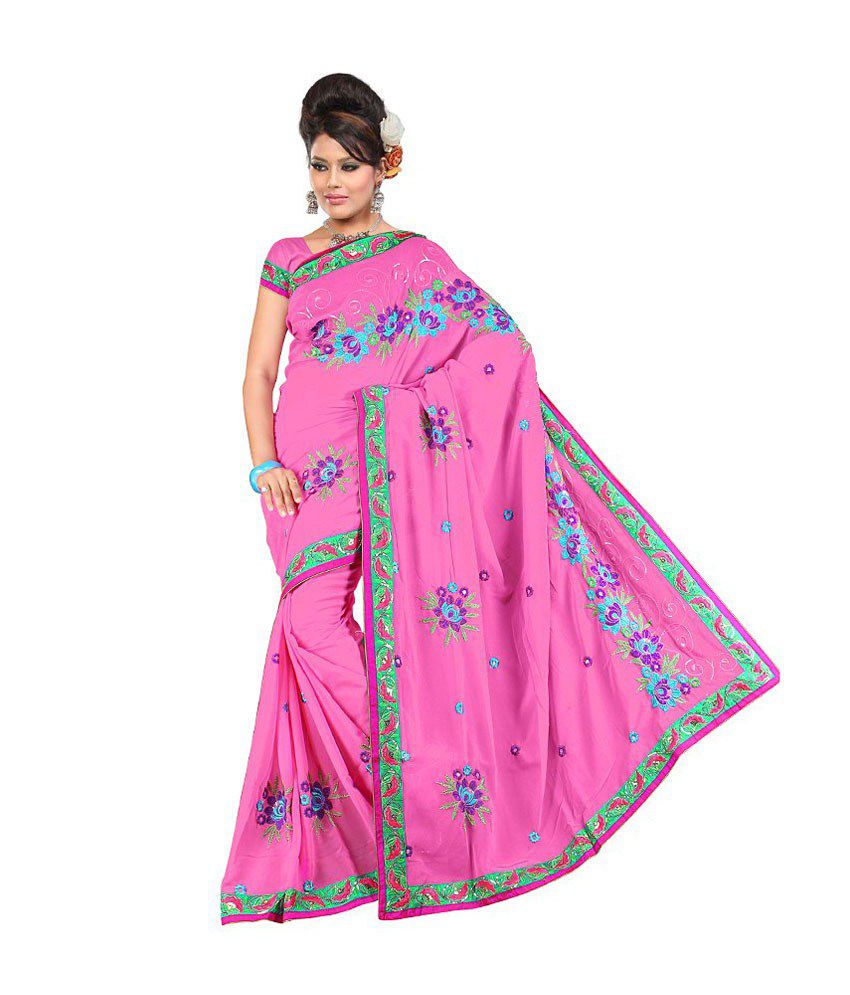 R D Beautiful Pink Saree - Buy R D Beautiful Pink Saree Online at Low ...