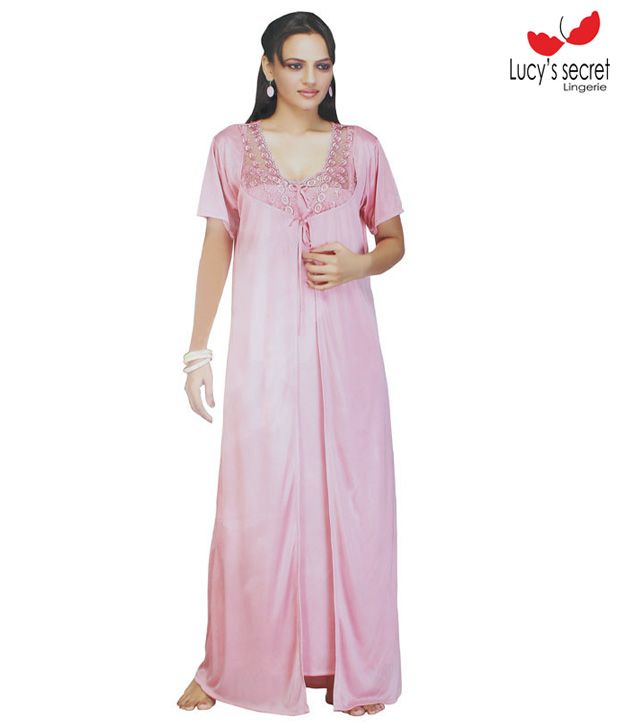 Buy Lucy Secret Pink Satin Nighty And Night Gowns Pack Of 5 Online At Best Prices In India Snapdeal 