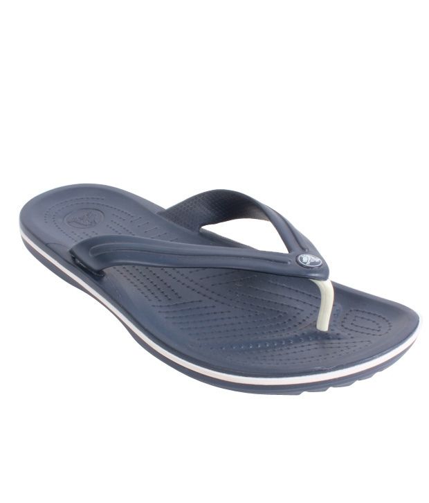 9% OFF on Crocs Navy Blue & White Flip Flops on Snapdeal | PaisaWapas.com