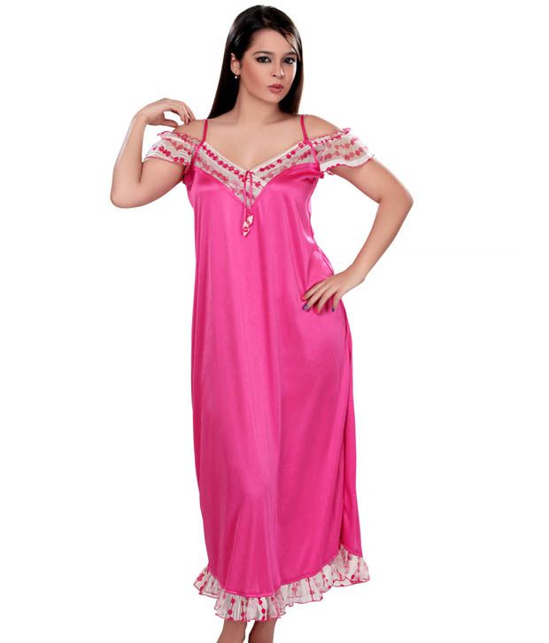 Buy Lucy Secret Pink Satin Nighty Online At Best Prices In India Snapdeal 