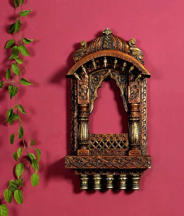 Aapno Rajasthan Rustic Wooden Window Jharoka with Carved Accents: Buy