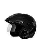 Vega Helmet - Cruiser With Peak Arrows (Dull Black Base With Silver Graphics)