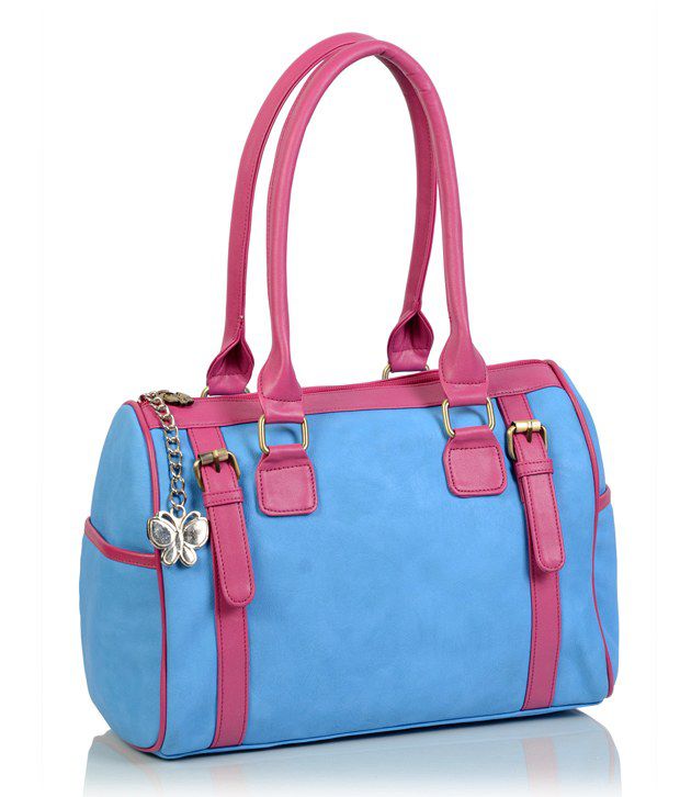 Butterflies Blue & Pink Shoulder Bag - Buy Butterflies Blue & Pink ...