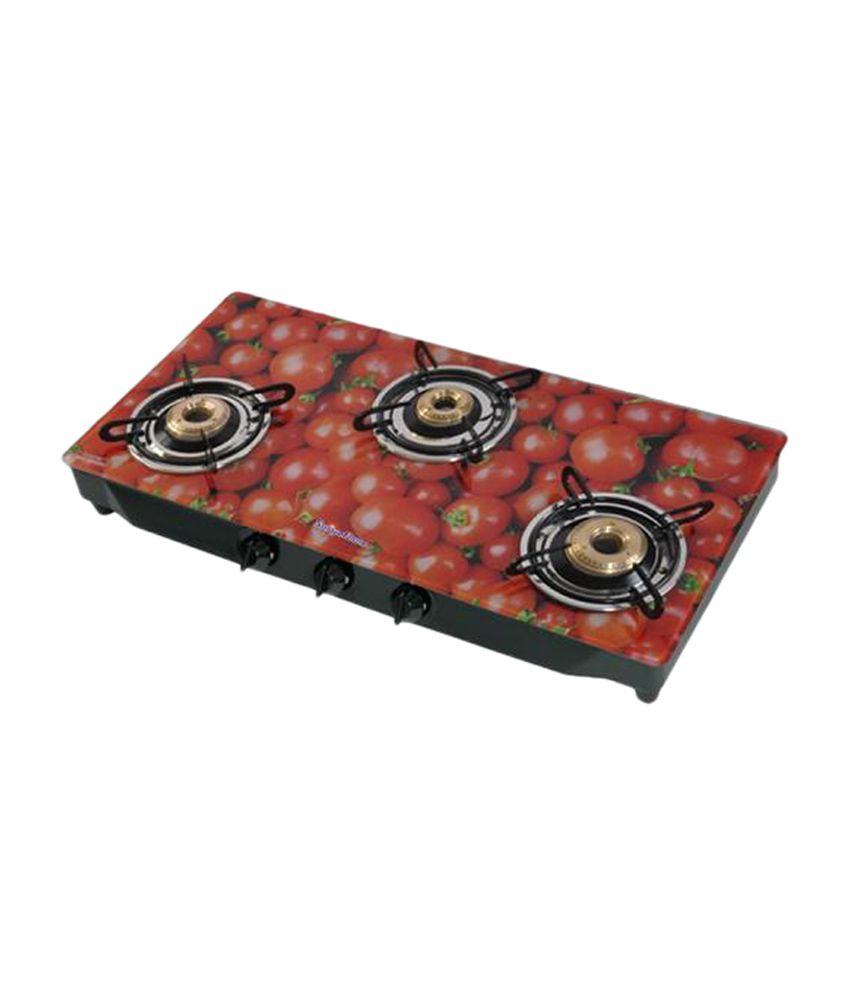 Surya Flame SFTTGL0803B 3 Burner Gas Cooktop Tomato Price in India