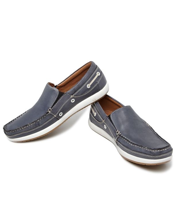 ladies blue leather loafers