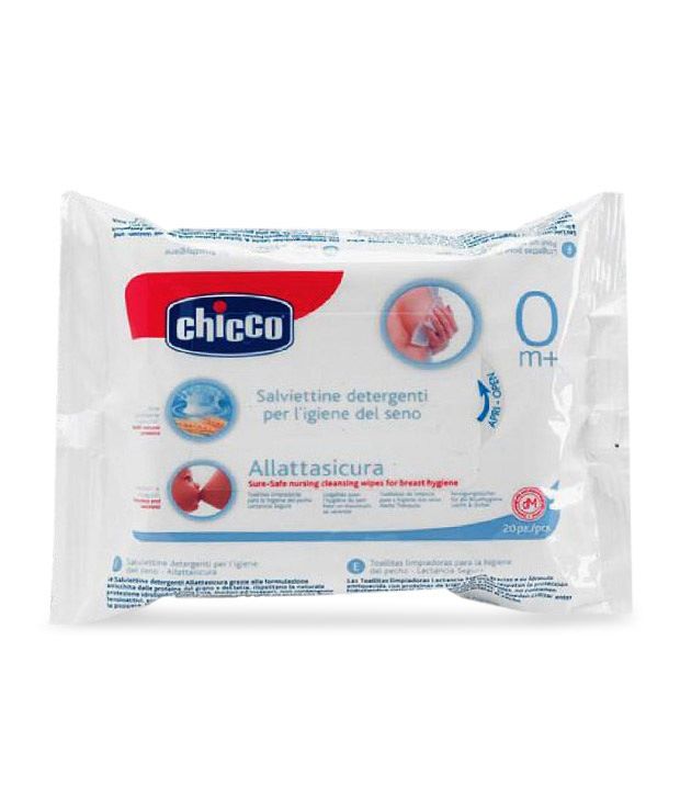 Chicco Sure-Safe Nursing Cleansing Wipes For Breast Hygiene - 80 Pieces ...