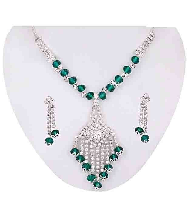 Sharnam Art Bottle Green Rhinestone Necklace Set Buy Sharnam