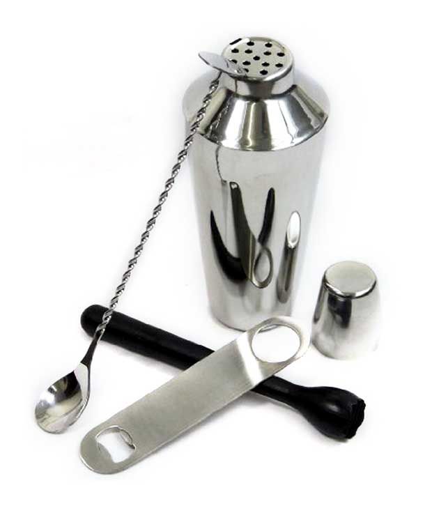 Cart2India Manhattan Cocktail Shaker Set with Muddler and Mixing Spoon ...