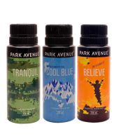 Park Avenue (Believe, Tranquil, Cool Blue) Men Deodorants Pack of 3 150ml each