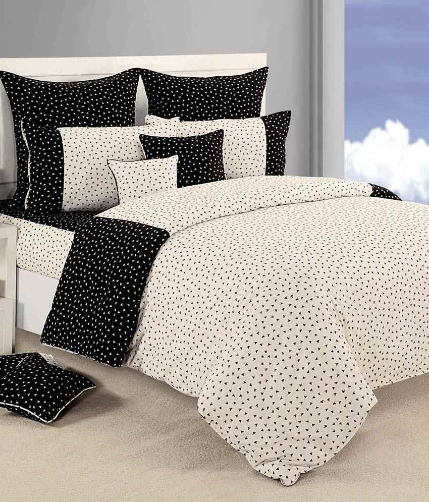 Swayam Shades Of Paradise Cream Black Duvet Cover Buy Swayam