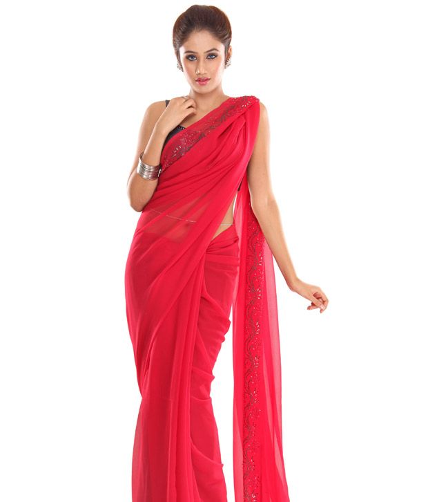sexy red sari