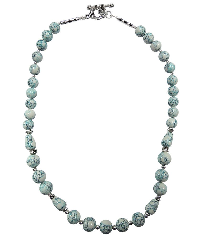 Pearlz Ocean Sky-Blue Color Howlite Beads 18 Inches Bold Necklace - Buy ...